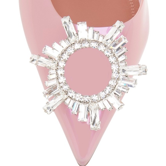 NEW Amina Muaddi Begum Embellished PVC Slingback Pumps 37 $1190 - Picture 2 of 8